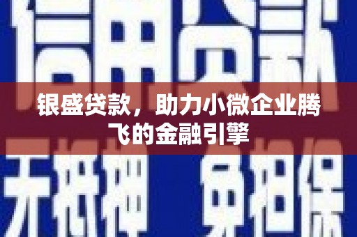 马边银盛贷款，助力小微企业腾飞的金融引擎